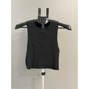 Aerie Ribbed Black Sleeveless Mock‎ Neck Crop Tank Top Women's Size M